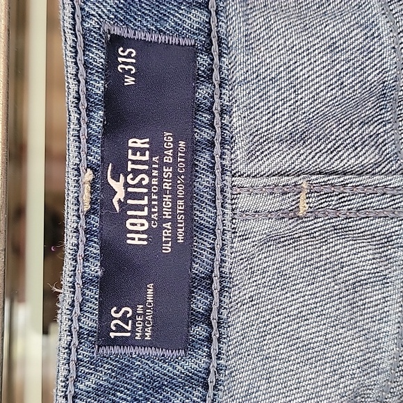 Hollister Ultra High-Rise Baggy Medium Blue Sz 12S - Picture 3 of 12